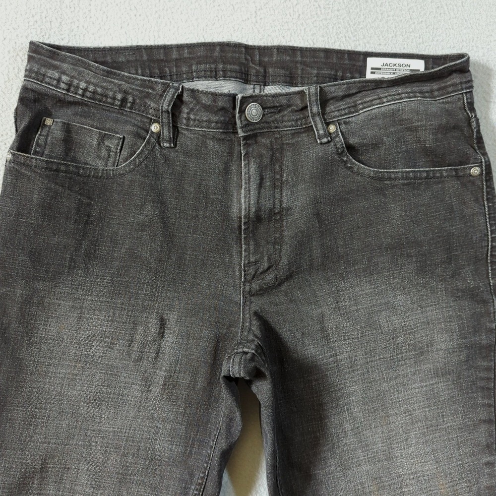 Buffalo David Bitton Jackson Straight Stretch Jeans Mens 34x30 Faded Black Denim - Picture 4 of 9